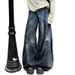 Vintage Washed Oversized Cargo Jeans - Reverse Waistband & Curved Hem Design For Streetwear Enthusiasts_mkmklike.com