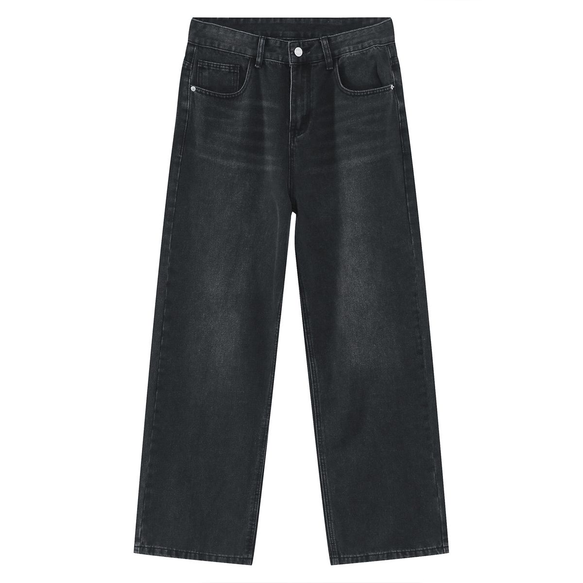 EF JEANS | 2024 New American Personality Retro Old Black Grey Simple Loose Wide Leg Jeans Men And Women_mkmklike.com