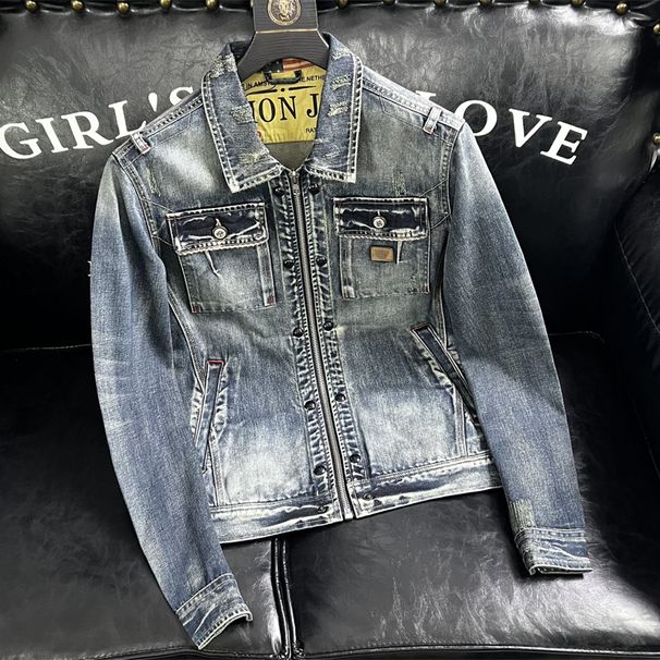 Loom Autumn New European And American Premium Motorcycle Men's Denim Jacket D0614/P195 Sofa Picture_mkmklike.com