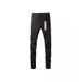 Unisex Matte Black Flared Jeans, Y2K Punk Biker Look With Cross Stitch & Checkerboard Letter Patch, Breathable Summer Fabric_mkmklike.com