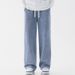 Muqiu Clothing ∣ Xintang Jean Men' Veratile Olid Color Looe Traight High Treet Elatic Wait Caual Wide Leg_mkmklike.com