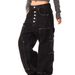 AXHUI Vintage Button Detail Jeans – Unisex Relaxed Fit Straight Leg Denim Pants (Mid-Rise, Washed Black, Minimal Stretch)_mkmklike.com