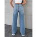 Wish Women's Cross Border Trade Washed Casual Straight Leg Jeans Loose Fit Trendy Versatile Long Pants Spring Autumn Style_mkmklike.com