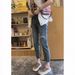 Women's Stretch Slim Fit Jeans Ripped High Street Fashion Independent Website Cross Border European American Trend_mkmklike.com