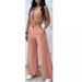 Women's clothing solid color short vest vest drape high waist wide leg pants suit_mkmklike.com