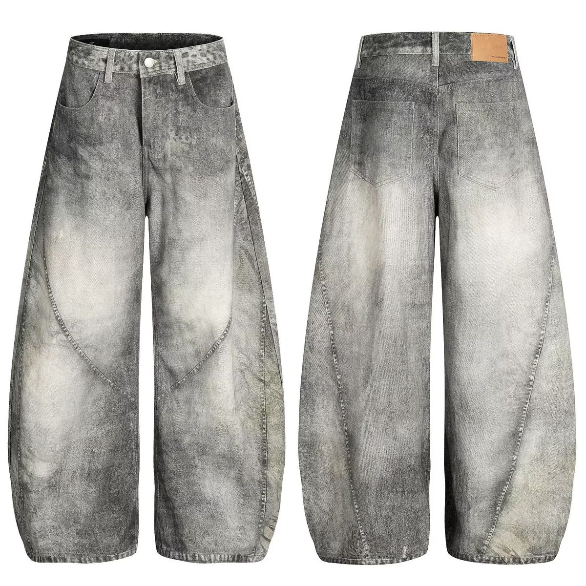 Unisex Japanese Streetwear Denim Pants - Loose Fit Comfortable High Waisted Trousers For Women & Men, Vintage Aesthetic_mkmklike.com