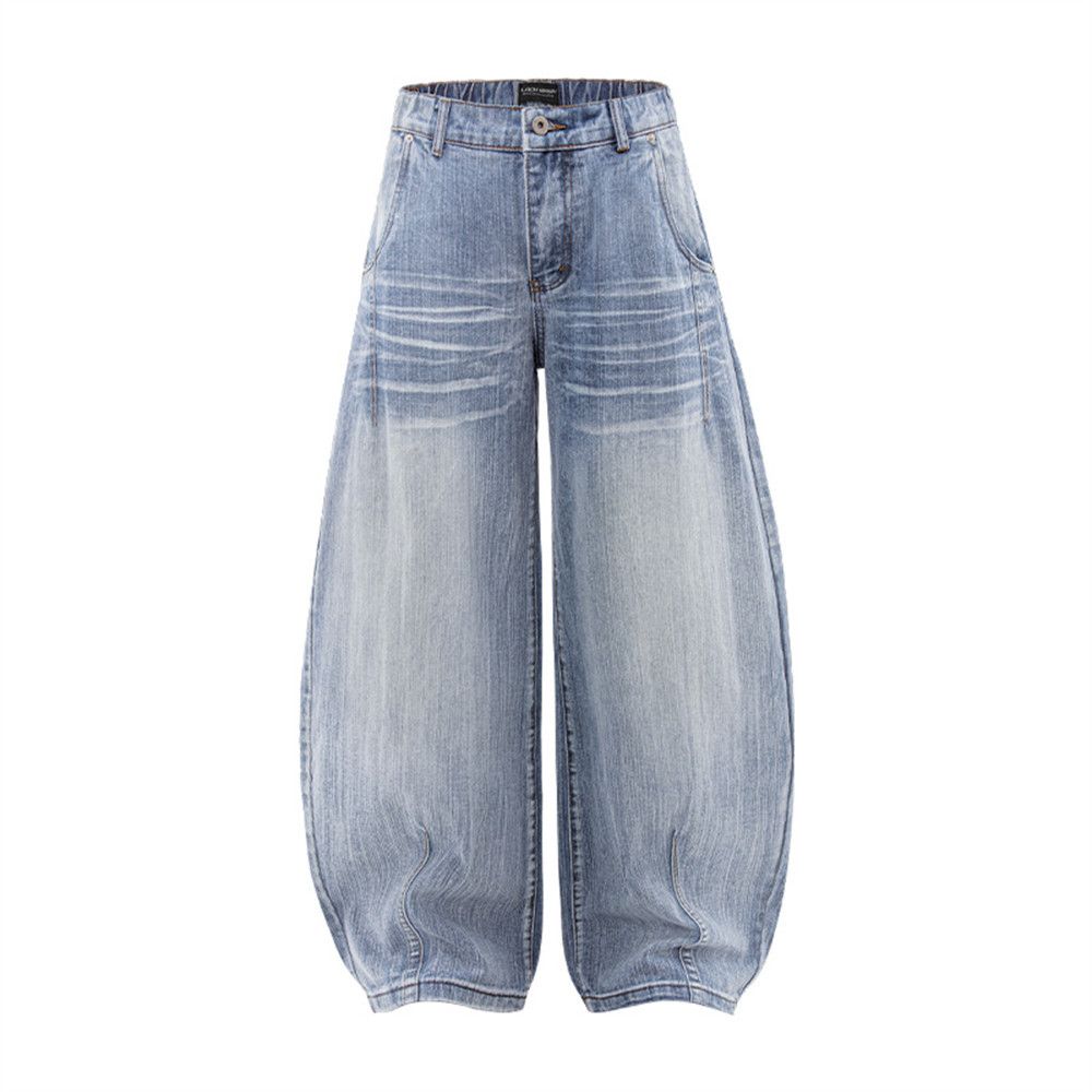 Fit Denim Scimitar Men's Punk Street Style Vintage Washed Loose Wide-Leg Casual Versatile Long Pants_mkmklike.com