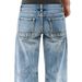 Women's Retro Mid-Waist Wide Leg Jeans Loose Fit Casual Long Pants Spring Fashion Trendy Cotton Solid Color_mkmklike.com