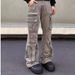 Vintage High-Waisted Wide Leg Jeans For Men - Retro Button Fly Design With Distressed Wash & Streetwear Aesthetic_mkmklike.com