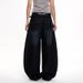 American Washed Distressed Dark Blue Curved Jeans For Men And Women, Loose Wide Leg Vintage Long Pants_mkmklike.com