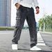 Men's Clothing Men's Cargo Workwear Jeans - Oversized Utility Denim Pants With Multi-Pockets (Gray, S-XXL)_mkmklike.com