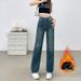New Winter Collection: Women's Fleece-Lined Straight-Leg Jeans 2025, High-Waisted Slimming Design, Wide-Leg Pants For_mkmklike.com