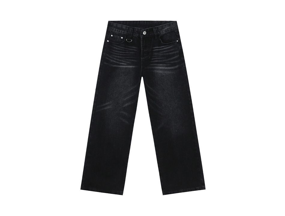 EF JEANS | 2025 Spring New Product Personalized Wash Blue Black And Gray Cat Whisker Jeans Loose Straight Pants_mkmklike.com
