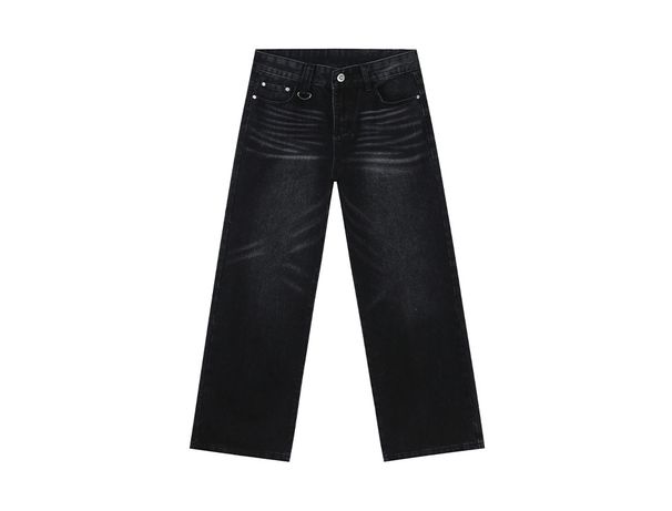 EF JEANS | 2025 Spring New Product Personalized Wash Blue Black And Gray Cat Whisker Jeans Loose Straight Pants_mkmklike.com