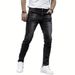Men's Clothing Popular Stretch Men's Casual Solid Color Jeans Men's Slim Fit Versatile Black Gray Dark Blue Men's Trousers_mkmklike.com