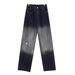 Trendy Ombre Wash Denim Pants For Women Plus Size High-Waisted Loose Fit Jeans ( Streetwear Style, Polyester-Cotton Blend,Printed Design)_mkmklike.com