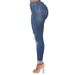 European American Foreign Trade High-waisted Stretch Ripped Slim-fit Women's Jeans, Slimming And Highly Elastic_mkmklike.com