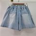 Women's Clothing New Heavy Beaded Diamond High Waist Loose Slim Wide Leg Denim Shorts_mkmklike.com
