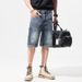 Suitable For All Seasons 2025 Spring New Blue High-End Denim Men's Summer Loose Versatile Trendy Casual Shorts_mkmklike.com