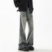 American High Street Vibe Jacquard Jeans For Men, Spring Trendy Brand Washed Straight Casual Pants, Loose Fit, Stylish_mkmklike.com