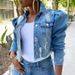 Women's Distressed Denim Jacket – Oversized Washed Cropped Streetwear Top With Raw Hem_mkmklike.com