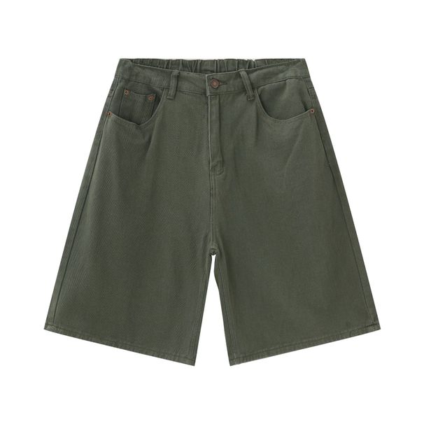 Men's Clothing Men's Summer Denim Shorts Solid Color Style Loose Straight Leg Half Elastic Waist Five Point_mkmklike.com