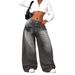 Vintage Washed High-Waisted Wide-Leg Jeans With Embroidery Detail – Relaxed Fit Distressed Denim Pants For Women_mkmklike.com