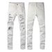 Men's Clothing American Fashion Casual High Street White Jeans Men's Slim Elastic Ripped White Men's Pants 592_mkmklike.com