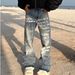 Men's Clothing Retro Graffiti Hand-Painted Jeans - Loose Straight Leg Hip Hop Streetwear Pants With Artistic Drop Crotch Design Comfortable Stylish_mkmklike.com
