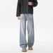 Men's Clothing Men's Blue Flared Jeans High Street Style Loose Casual Pants For Teenagers Spring For Formal & Casual_mkmklike.com