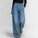 High-Waisted Loose-Fitting Cutout Jeans For Women Trousers With Hollowed Out Metallic Eyelets_mkmklike.com