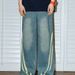American Retro Washed Striped High Street Splicing Jeans Loose Straight Pants Couple Versatile Casual Trousers_mkmklike.com