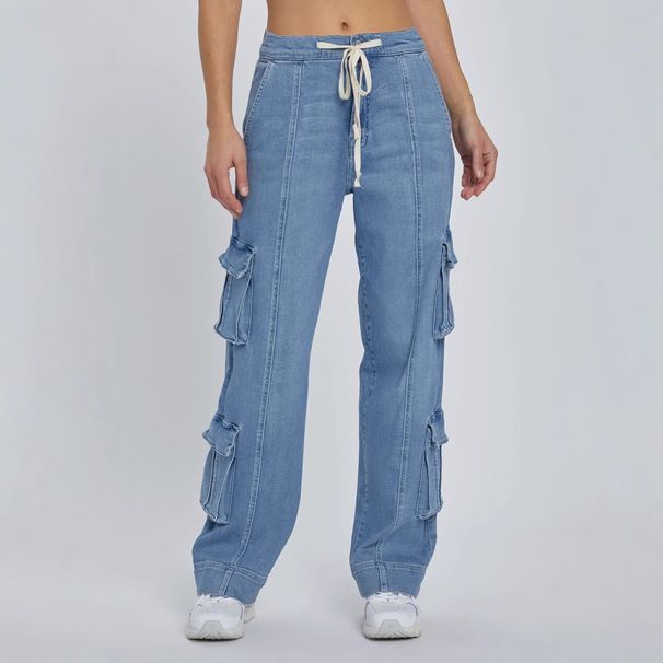Women Jeans Cargo Pants High Waist Vintage Multiple Pockets Drawstring Lace Up Washed Distressed Denim Trousers 2025 Streetwear_mkmklike.com