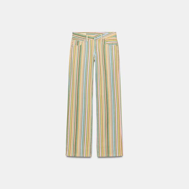 Women's Clothing Colorful Striped Low Waisted Straight Leg Jeans For Women Long Pants_mkmklike.com