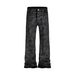 Men's High-Street Vintage Wax-Coated Jeans – Relaxed Wide-Leg Micro Flare With Distressed Hem For Urban Edge"_mkmklike.com