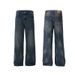 Men's Clothing Street Clenafit Retro Blue Distressed Jeans Men And Women Loose Wide Leg Straight Pants_mkmklike.com