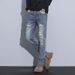 New Vintage Distressed Ripped For Men, Casual Comfortable Versatile Slim Straight Skinny Jeans_mkmklike.com