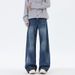 Vintage Washed Straight-Leg Jeans For Men – Relaxed Fit, Classic Blue Denim, Everyday Essential_mkmklike.com