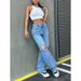 Men's Clothing High Waist Ripped Washed Straight Leg Jeans For Women - Relaxed Fit, Trendy & Versatile (Light Blue, Medium Blue, Black)_mkmklike.com