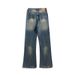 Vintage Denim Men High Street Punk Washed Loose Casual Straight Pants Trendy Basic Style_mkmklike.com