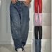 Women's Casual Starry Rhinestone Denim Jeans Loose Straight Leg Long Pants European American Style_mkmklike.com