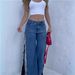 Women's Clothing Fashion Design Jeans Sexy Hot Girl Zipper Slit Leopard Print Stitching High Waist Wide Leg Trousers For Women_mkmklike.com
