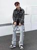 Men's Clothing Vintage Washed Denim Jeans With Letter Embroidery - American Hip Hop Straight Loose Fit High Street Pants For Men And Women_mkmklike.com