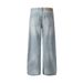 Gradient Washed Denim Wide-Leg Pants Men's High Street Trend Waist Rope Decoration Distressed Frayed Straight-Leg_mkmklike.com