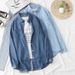 Chicco 2024 Early Autumn New Retro Long Sleeve Tencel Cotton Denim Jacket Women's Unique Design Shirt_mkmklike.com