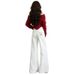 Women's High-Rise White Embroidered Flared Jeans – Vintage 70s Bell Bottom With Boho Stitching & Non-Skinny Fit For Spring_mkmklike.com