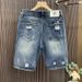 Men's Slim Fit Ripped Denim Shorts Casual Versatile Lightweight Trendy Five Point Pants Straight Leg mid Length Summer 2025_mkmklike.com