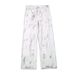 LKTM Men's Wear # American Distressed Dirty White Tie Dye Loose Jeans Men's High Street Dirtyfut Floor Pants_mkmklike.com