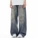 Unisex Distressed Washed Wide-Leg Jeans – Oversized Streetwear Denim Pants With Splatter Paint Effect_mkmklike.com