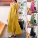 Women's Clothing new long version sling cotton and linen simple style loose pocket round neck temperament sleeveless dress _mkmklike.com